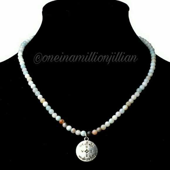 Genuine Amazonite Stone Quote Necklace - Picture 4 of 6